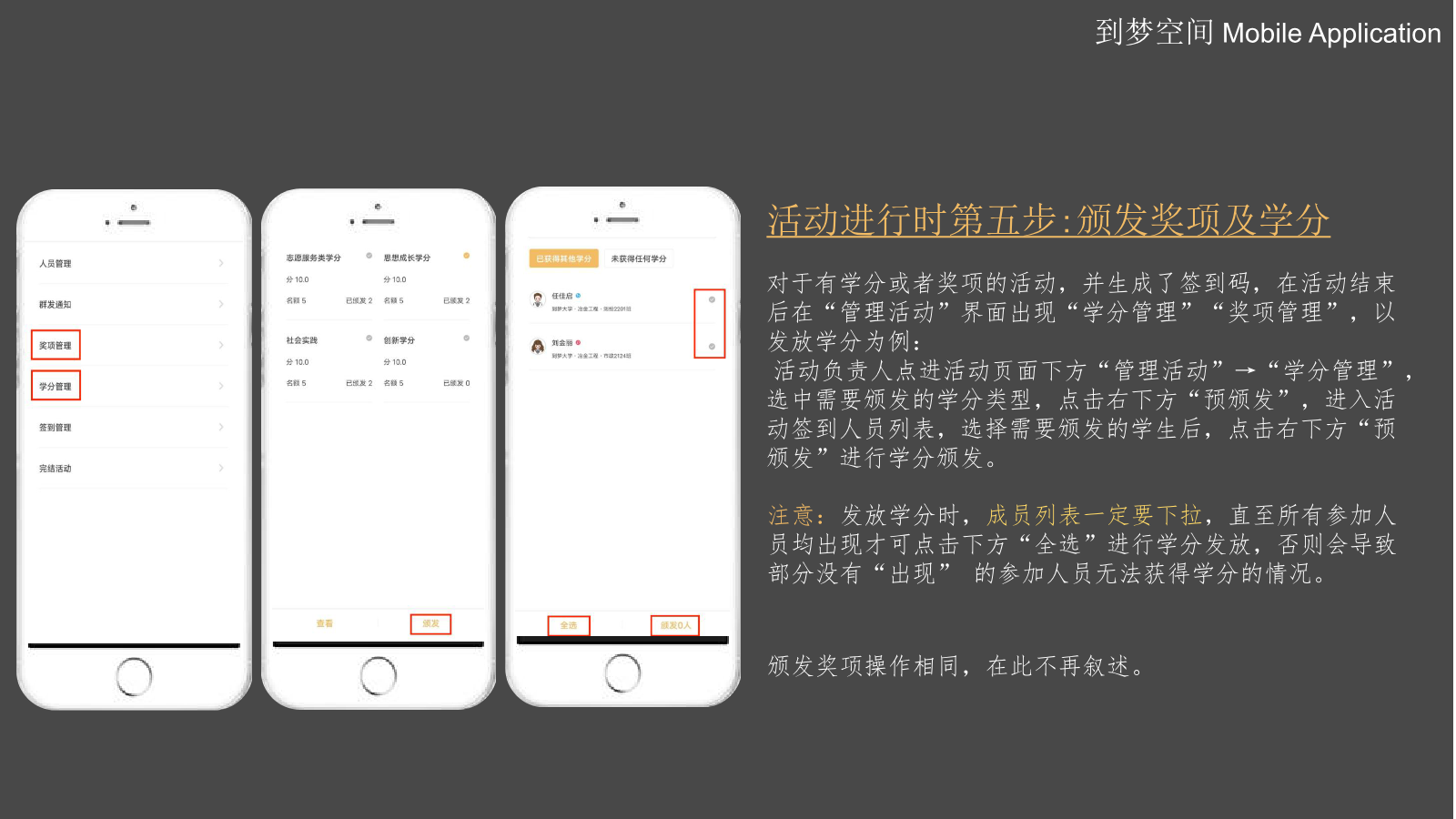 颁发学分奖项示意图
